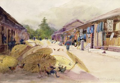 Secando paraguas después de una tormenta, c.1889 de Alfred East