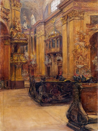 El interior de la Peterskirche de Viena de Alfred Edler von Pflügl