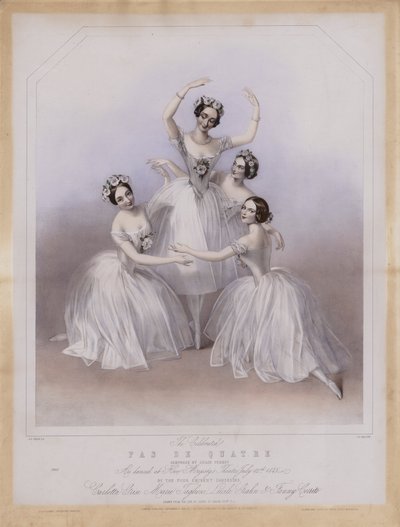 El célebre Pas De Quatre compuesto por Jules Perrot, como se bailó en el Teatro de Su Majestad de Alfred Edward (after) Chalon