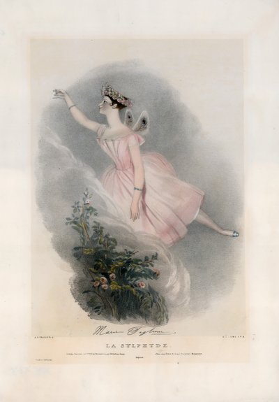 Marie Taglioni en La Sylphide de Alfred Edward Chalon