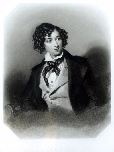 Retrato de Benjamin Disraeli Esquire (1804-81) M.P., grabado por H. Robinson, c.1840 de Alfred Edward Chalon