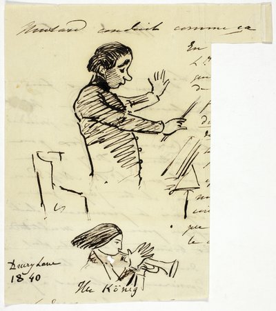 Bocetos de director y trompetista de Alfred Edward Chalon