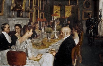Cena en Haddo House de Alfred Edward Emslie