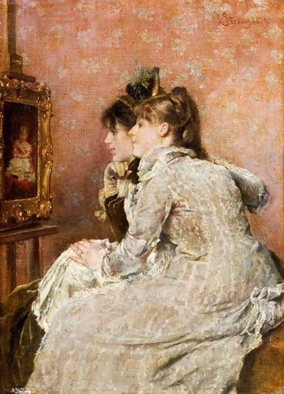 Admirando el retrato, 1879 de Alfred Emile Stevens