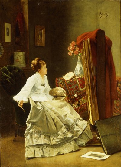 Artista trabajando de Alfred Emile Stevens