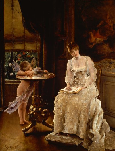 Sueño despierto (aceite) de Alfred Emile Stevens