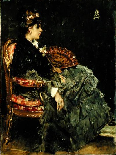 Dama Sentada con un Abanico de Alfred Emile Stevens