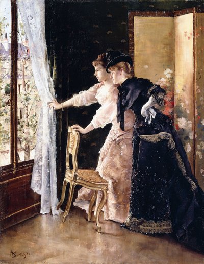 Observando pasar al prometido, 1886 de Alfred Emile Stevens