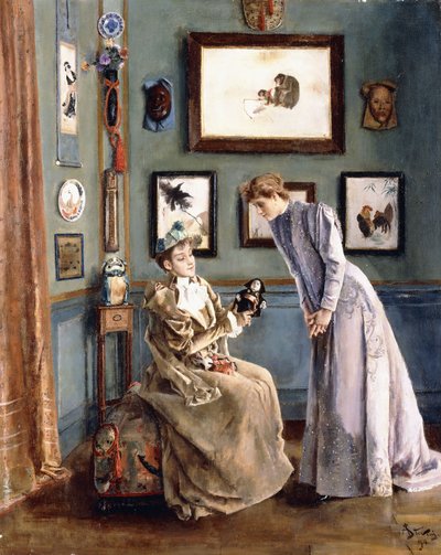 Mujeres con una muñeca japonesa, 1894 de Alfred Emile Stevens