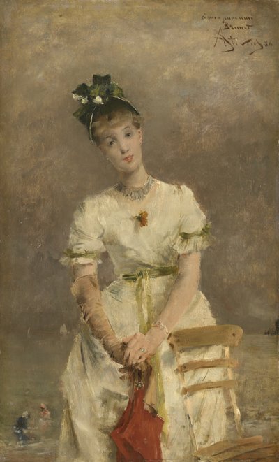 Joven mujer junto al mar de Alfred Emile Stevens