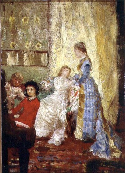 Dama en un vestido azul o El piano de Alfred George Stevens
