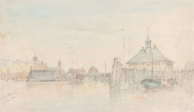 Puerto de Hamburgo desde el Elba de Alfred Gomersal Vickers
