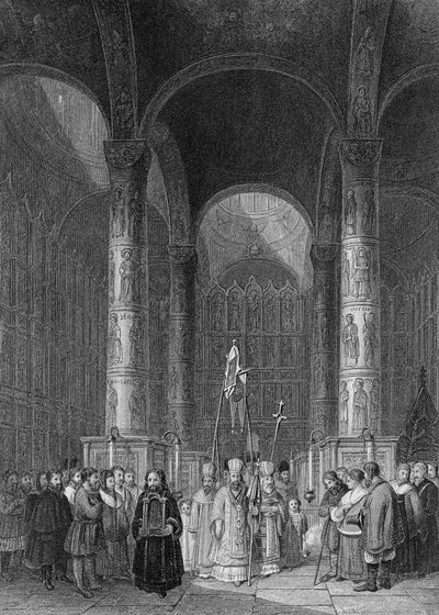 Interior de la Gran Catedral de la Asunción, grabado por T. Higham, 1835 de Alfred Gomersal Vickers