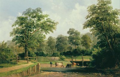 Paisaje con vacas, siglo XIX de Alfred Gomersal Vickers