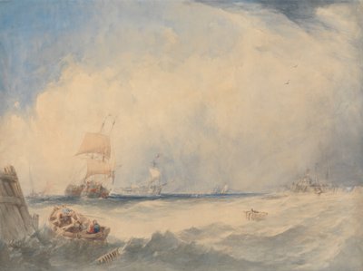 Escena marítima en el puerto de Dunkerque de Alfred Gomersal Vickers