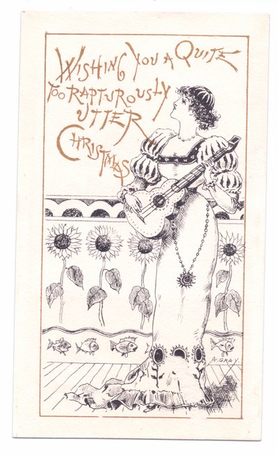 Tarjeta de felicitación victoriana de un estético tocando un violín, c.1881 de Alfred Gray