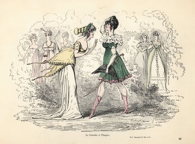 Caricatura de trajes del Consulado y Primer Imperio, Francia de Alfred Grevin