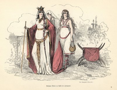 Clotilde, reina de los francos, en traje de gala, siglo V. de Alfred Grevin