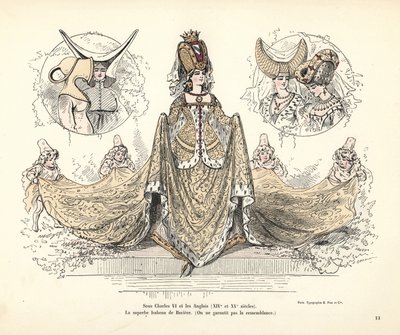 Traje de Isabel de Baviera, reina de Francia, tocados de Alfred Grevin