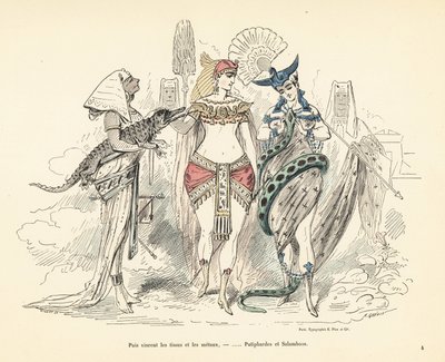 Salambó y la esposa de Potifar con trajes exóticos, Cartago, 3. de Alfred Grevin