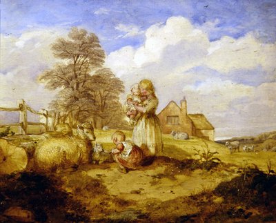 Niños y Ovejas Bajo un Árbol de Alfred H. Green