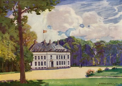 Dinamarca: Copenhague, Palacio Bernstorf (litografia en color) de Alfred Heaton Cooper