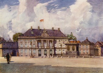 Dinamarca: Copenhague, Palacio de Amalienborg (litografia en color) de Alfred Heaton Cooper