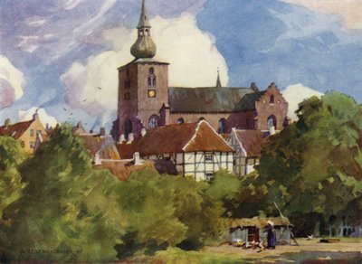 Dinamarca: Iglesia de Randers, norte de Jutlandia (litografia en color) de Alfred Heaton Cooper