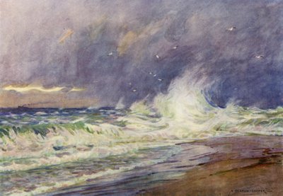 Dinamarca: The Skaw, Meeting of the North Sea and the Kattegat (litografia en color) de Alfred Heaton Cooper