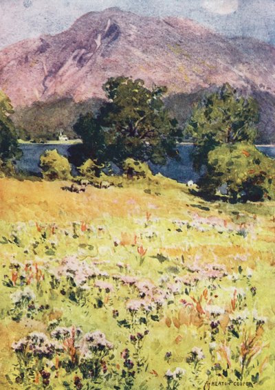 Distrito de los Lagos: Lago Bassenthwaite y Skiddaw (litografía en color) de Alfred Heaton Cooper