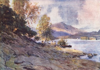 Distrito de los Lagos: By the Shores of Derwentwater (litografía en color) de Alfred Heaton Cooper