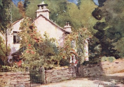 Distrito de los Lagos: Dove Cottage, Grasmere (litografía en color) de Alfred Heaton Cooper