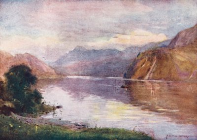 Distrito de los Lagos: Ennerdale Lake at Sunset (litografía en color) de Alfred Heaton Cooper