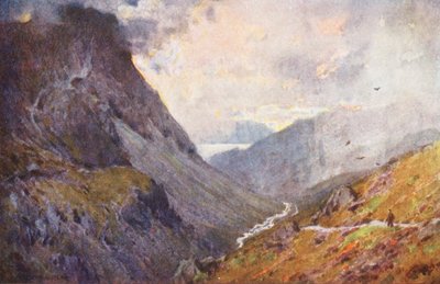 Distrito de los Lagos: Honister Pass y Buttermere (litografía en color) de Alfred Heaton Cooper