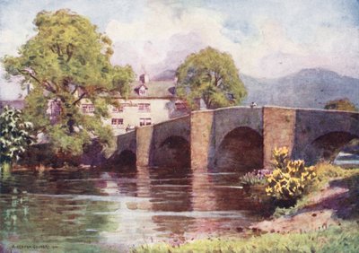 Distrito de los Lagos: Swan Inn, Newby Bridge, Windermere (litografía en color) de Alfred Heaton Cooper