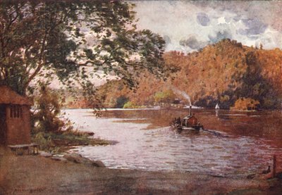 Distrito de los Lagos: The Old Ferry, Windermere (litografía en color) de Alfred Heaton Cooper