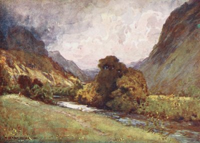 Distrito de los Lagos: The Vale of St John, cerca de Keswick (litografía en color) de Alfred Heaton Cooper