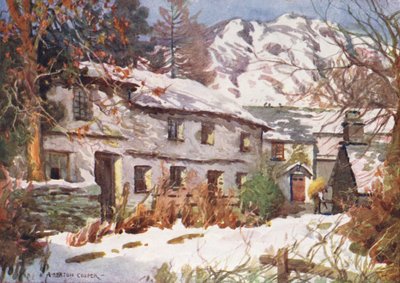 Distrito de los Lagos: Winter Sunshine, Coniston (litografía en color) de Alfred Heaton Cooper