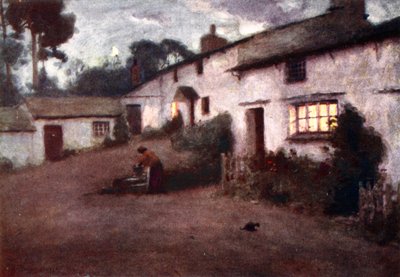 Luz de luna y luz de lámpara - Pueblo de Consiton, de una cartera de impresiones de las acuarelas originales, c.1920 de Alfred Heaton Cooper