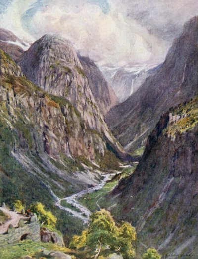 Naerdal, desde Stalheim, Sogne Fjord de Alfred Heaton Cooper