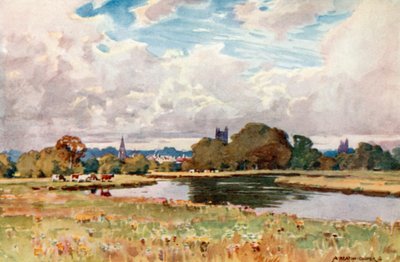 Las iglesias de Taunton, desde el río de Alfred Heaton Cooper