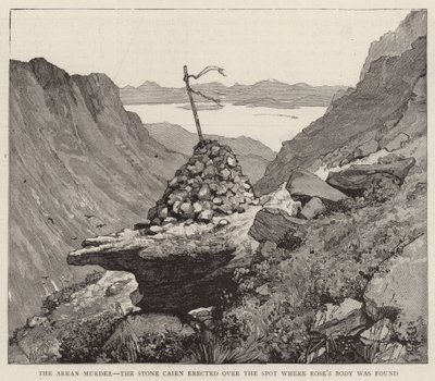 El asesinato de Arran, el Cairn de piedra erigido sobre el lugar donde se encontró el cuerpo de Rose de Alfred Heaton Cooper