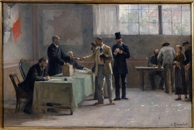 Sufragio universal: una mesa de votación en 1889. boceto de Alfred Bramtot (1852-1894) 1889 de Alfred Henri Bramtot