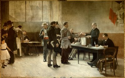 Sufragio universal Una mesa de votación en 1891. 1891 Les Lilas, Ayuntamiento de Alfred Henri Bramtot