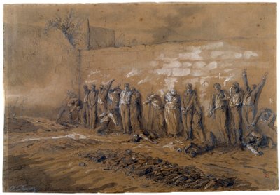 Comuna de París: ejecución de 147 combatientes de la Comuna en el muro de los Federados en Père Lachaise en París el 28/05/1871 de Alfred Henri Darjou