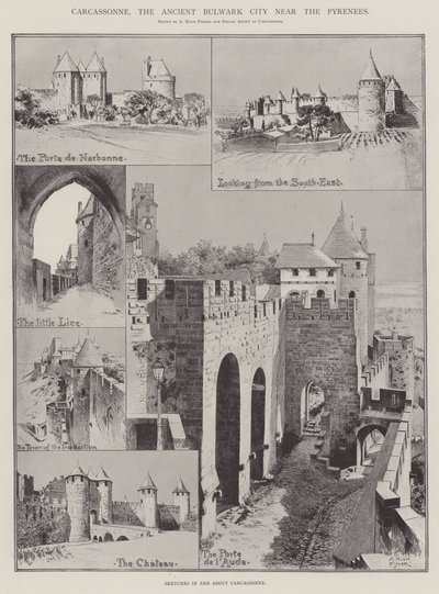 Carcasona, la Antigua Ciudad Baluarte cerca de los Pirineos de Alfred Hugh Fisher