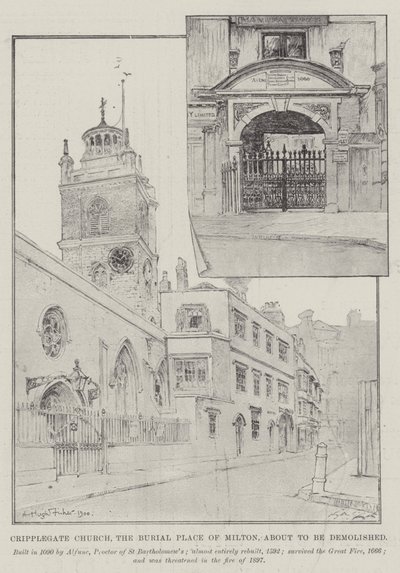 Iglesia de Cripplegate, el lugar de entierro de Milton, a punto de ser demolida de Alfred Hugh Fisher