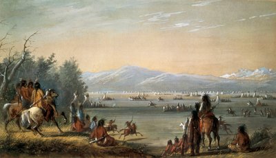 Una aldea india. Obra de Alfred Jacob Miller (1810-1874) de Alfred Jacob Miller