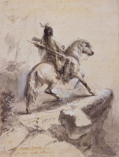 Indio Crow en vigía, c.1837 de Alfred Jacob Miller