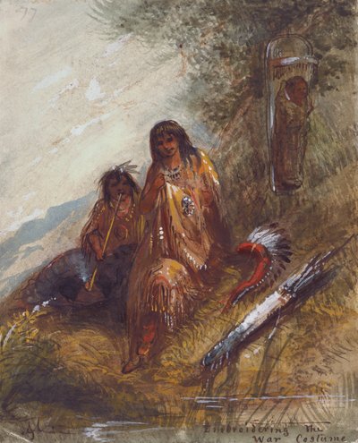 Bordado del traje de guerra, c.1837 (acuarela y gouache sobre papel) de Alfred Jacob Miller